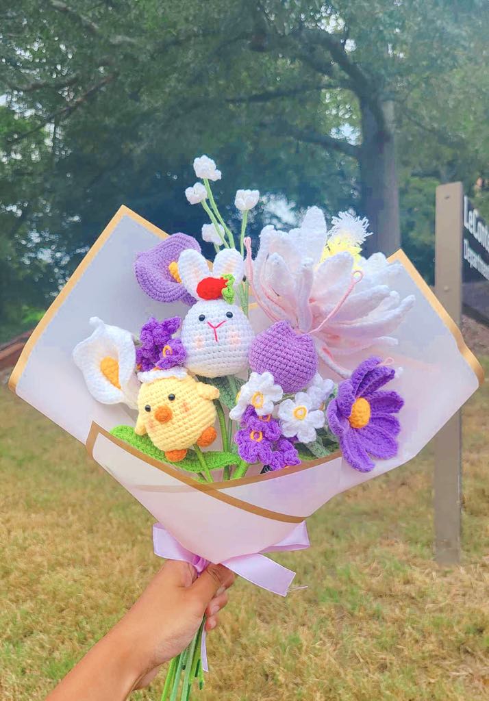 Bunny and Chick Crochet Bouquet