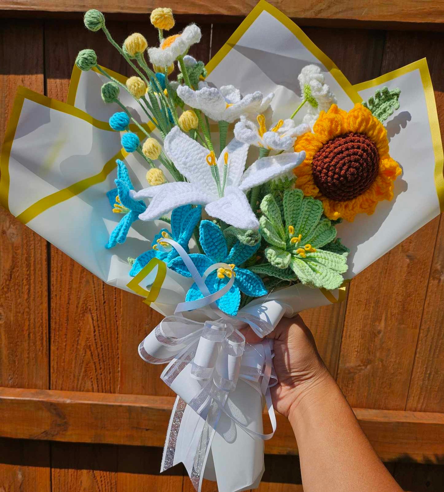 Sunflower Lily Crochet Bouquet