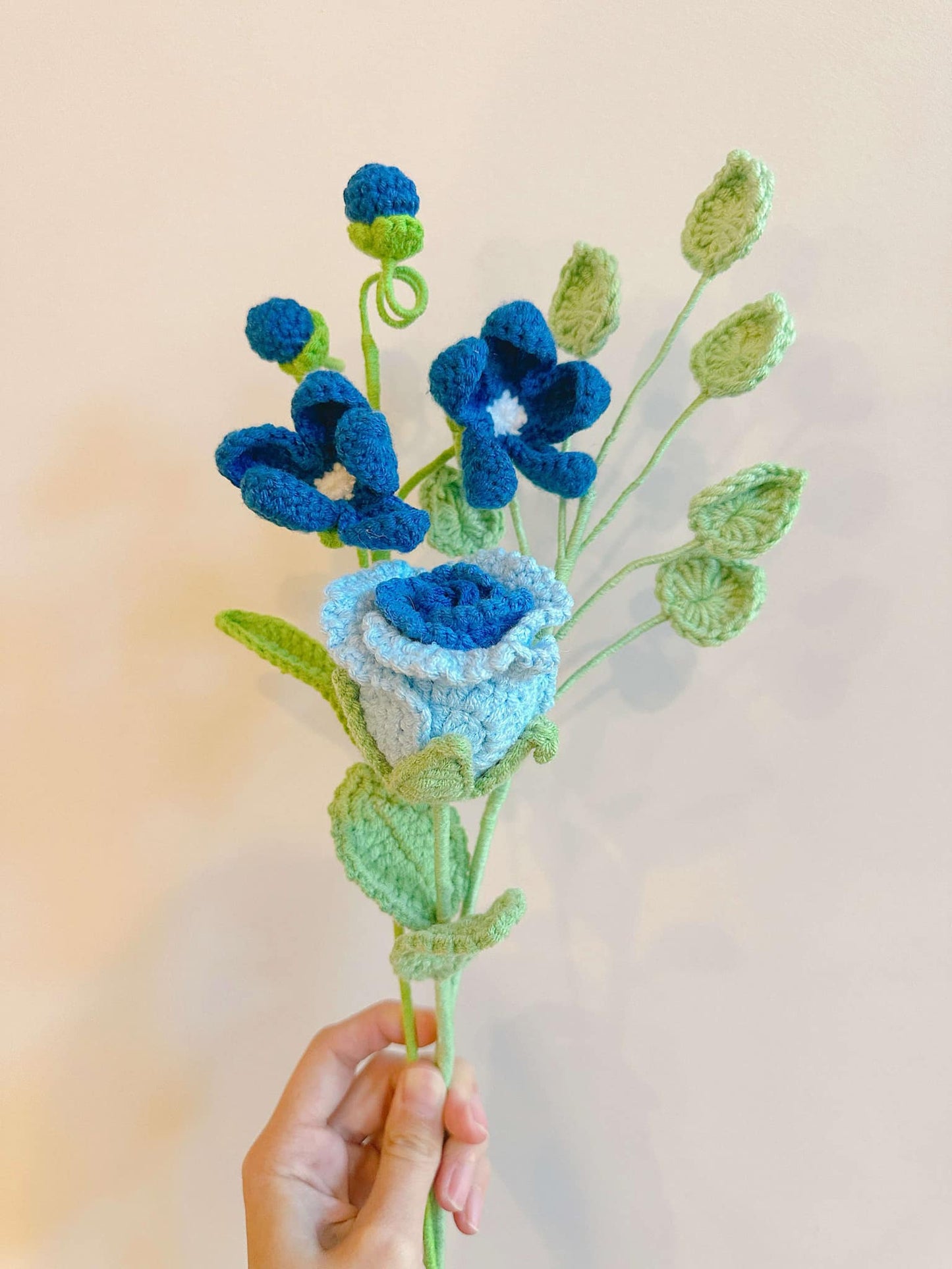 Crochet Flower Bouquet - Blue Rose