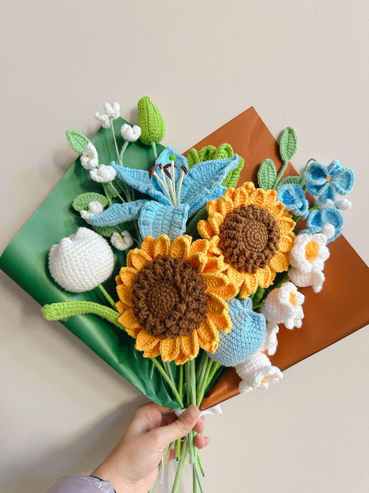 Crochet Sunflower Sky Bouquet