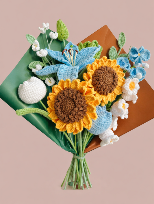 Crochet Sunflower Sky Bouquet