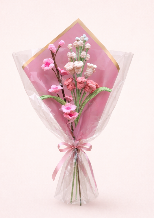 Cherry Blossom Crochet Bouquet