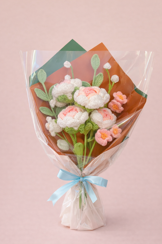 Peony Crochet Flower Bouquet
