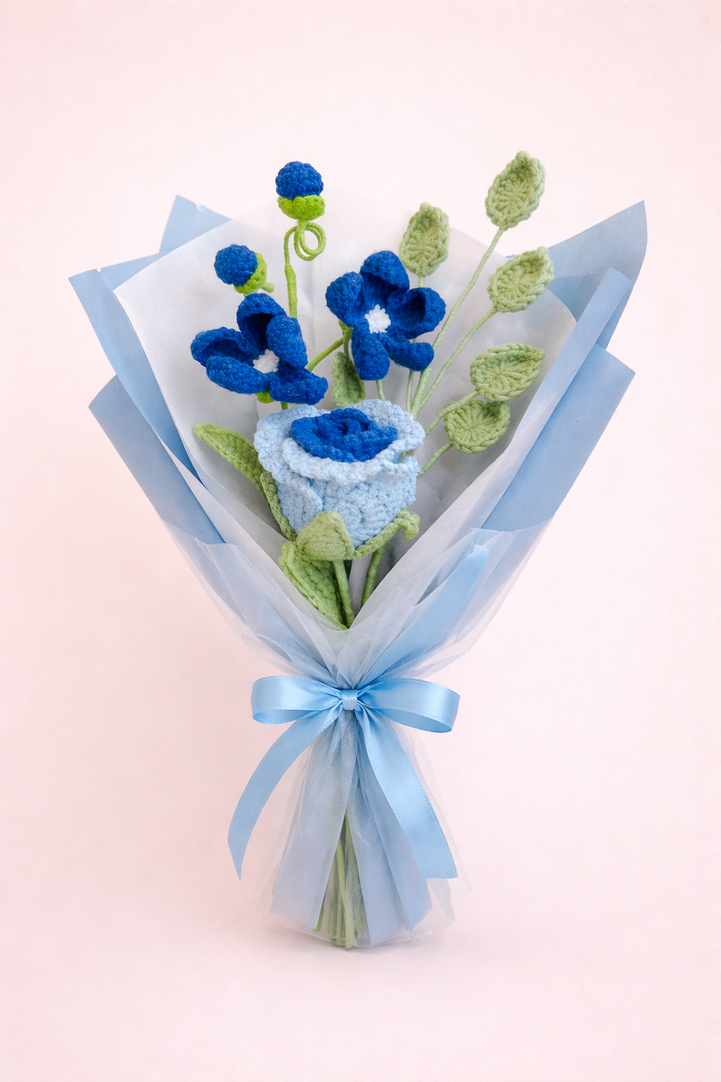 Crochet Flower Bouquet - Blue Rose