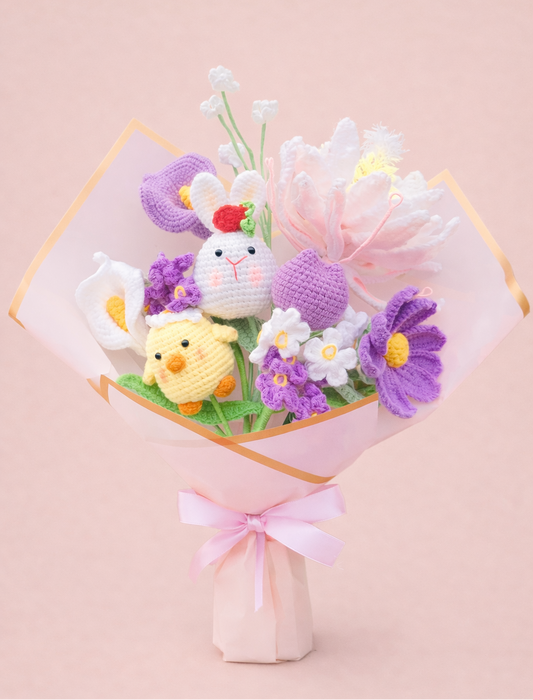 Bunny and Chick Crochet Bouquet