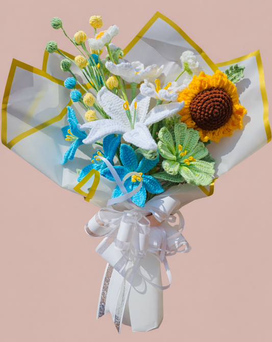 Sunflower Lily Crochet Bouquet